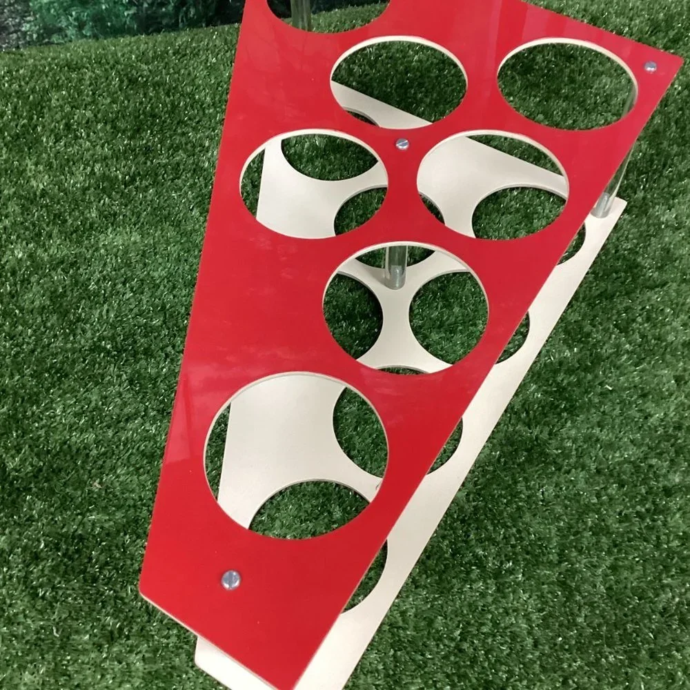 Vintage Wine Rack Red Mid Century Atomic